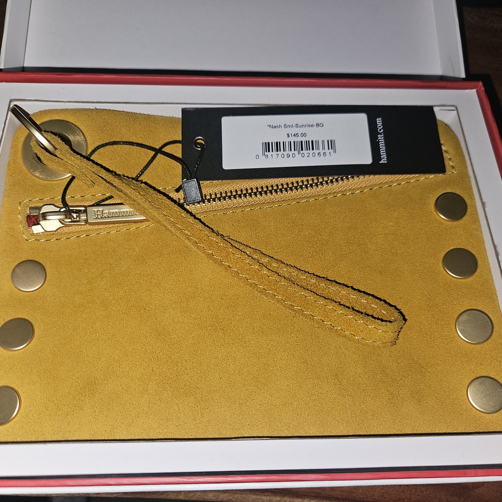 Hammitt Yellow Clutch with Gold Accents